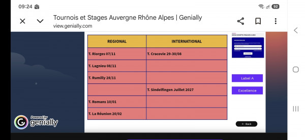 CALENDRIER TOURNOI CADET